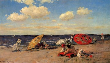 風景 Painting - 海辺の印象派 ウィリアム・メリット チェイス・ビーチ